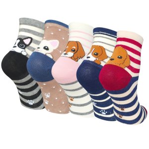 Darller 5 Pairs Womens Cute Animal Design Colorful Cotton Casual Crew Socks by Darller